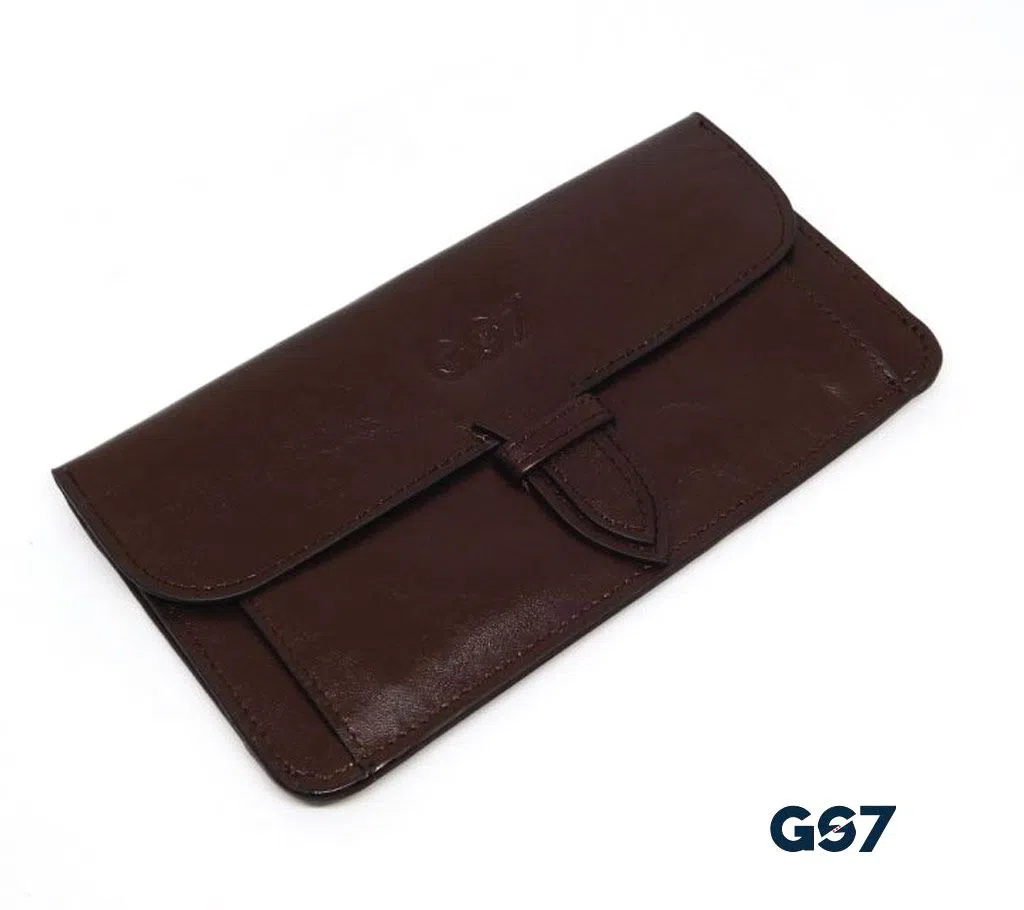 GS7 Leather Long Wallet Cum Mobile Cover Chocolate - Unisex
