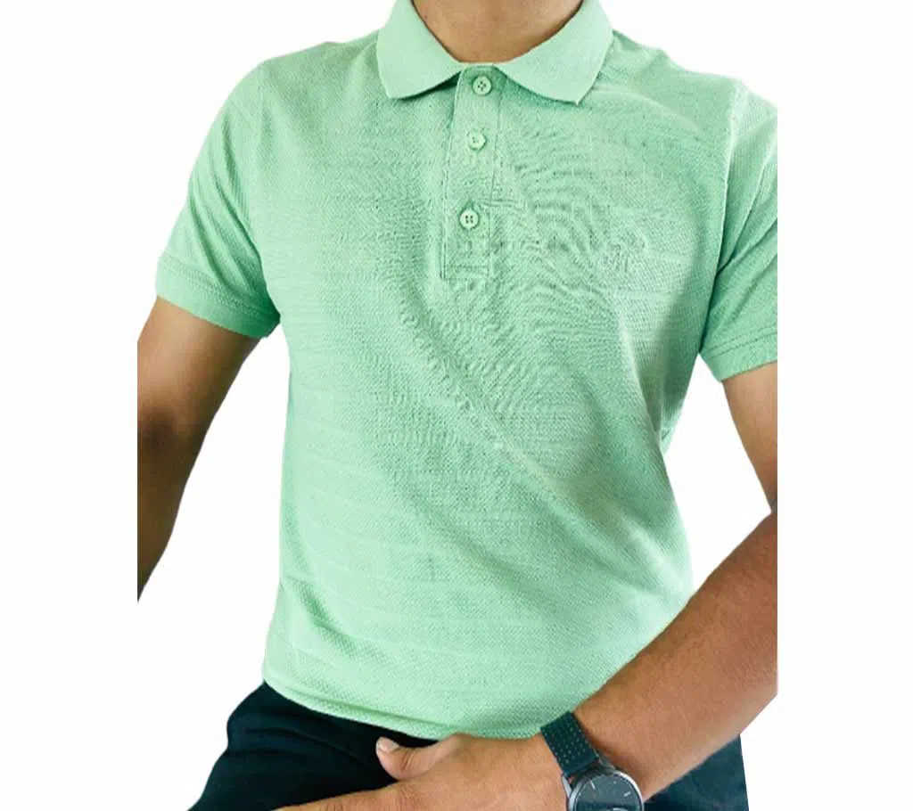 Half Sleeve Mix Cotton Solid Polo Shirt For Men Dk Lemon