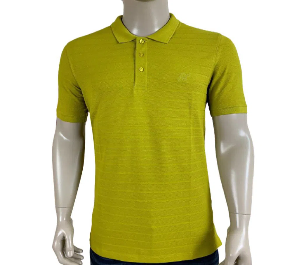 Half Sleeve Mix Cotton Solid Polo Shirt For Men Jmc-Lime