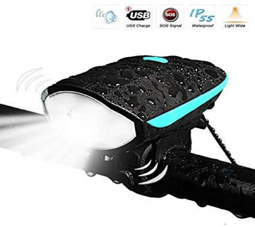 Waterproof Rechargeable 2 In 1 Bicycle Light and Horn (Many Others Colour)(1)