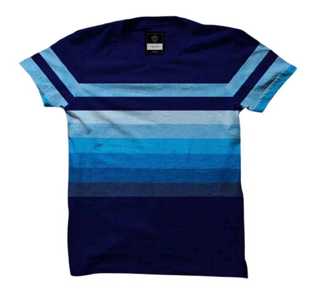 Round neck Cotton T-Shirt For Men Blue 