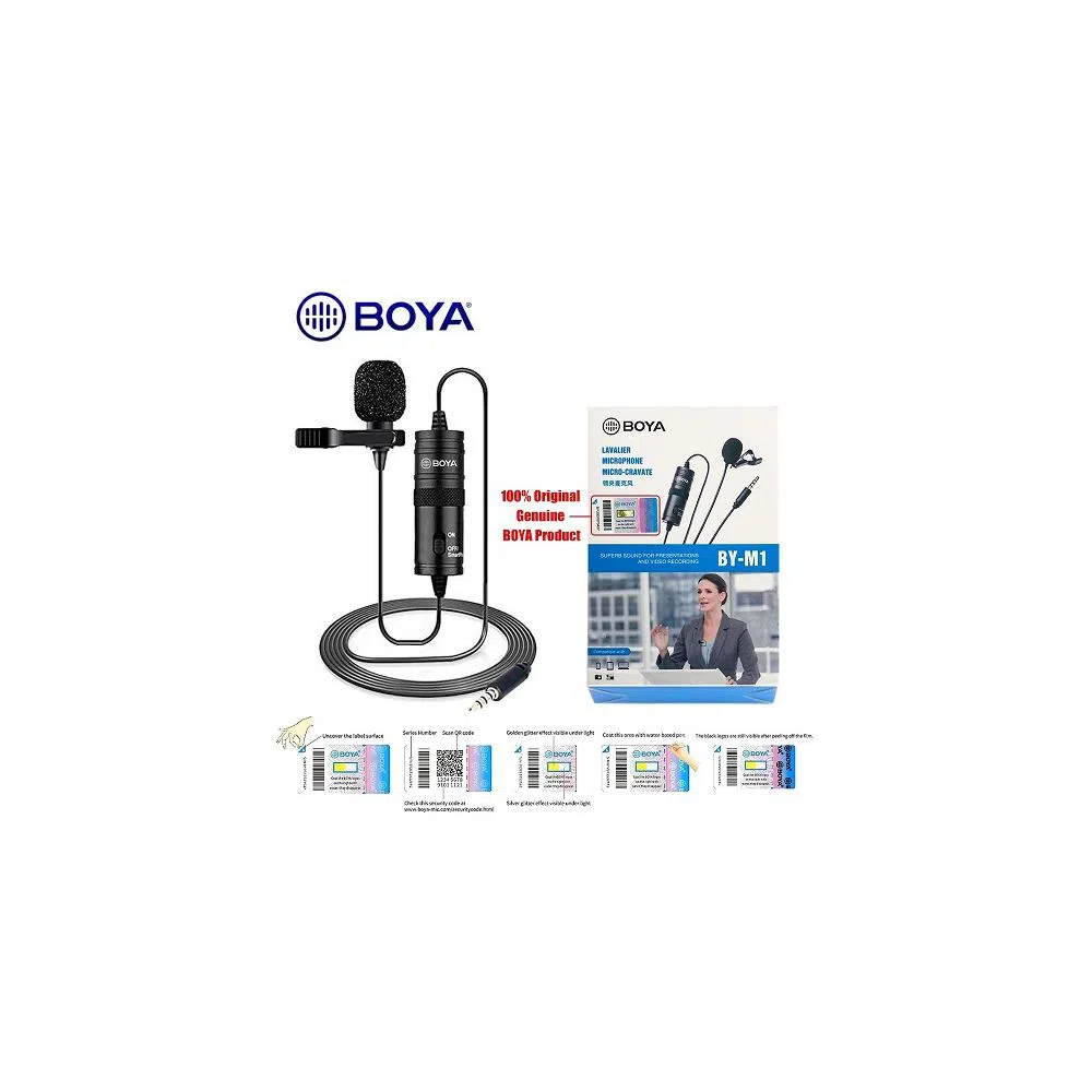 Boya M1 Microphone Clear Noiseless Recording for Mobile, Any device, DSLR etc- Black