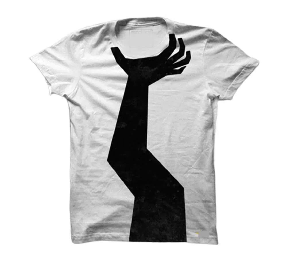 Half Sleeve cotton Tshirt for men-white and Black 