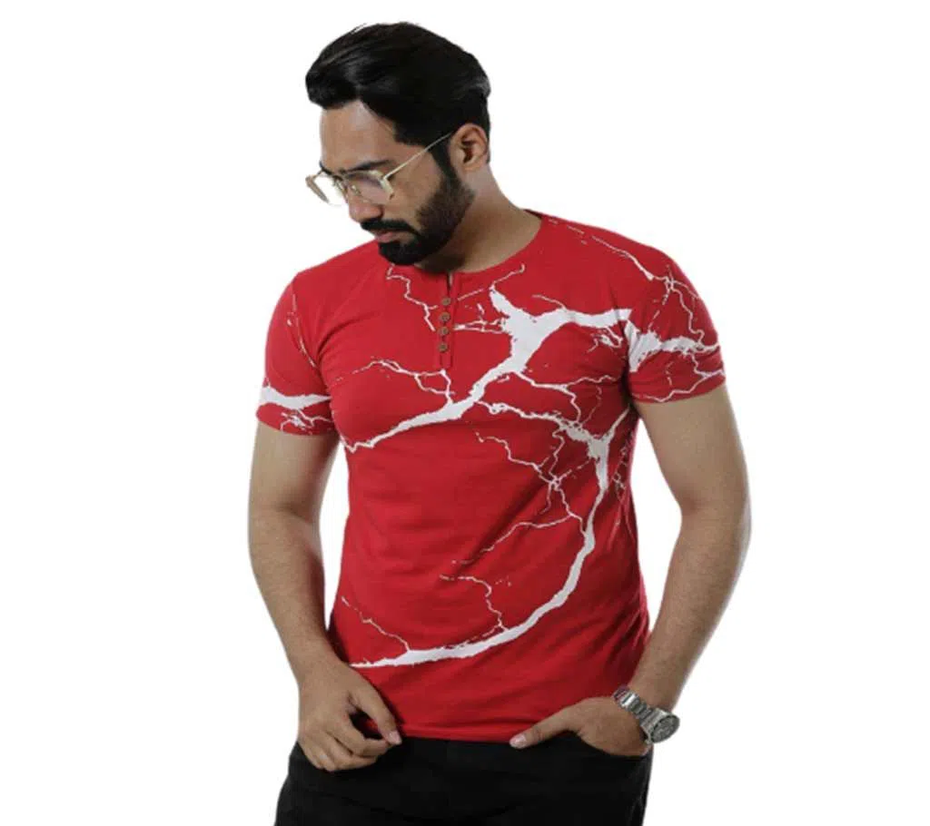 Half Sleeve cotton Tshirt for men-Red
