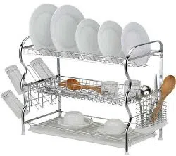 3 Layer Drainer Dish Rack - Silver