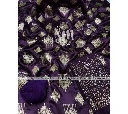 silk with katan print unstich salower kameez dress For women{3piece}-Beguni