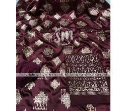 silk with katan print unstich salower kameez dress For women{3piece}-Maroon 