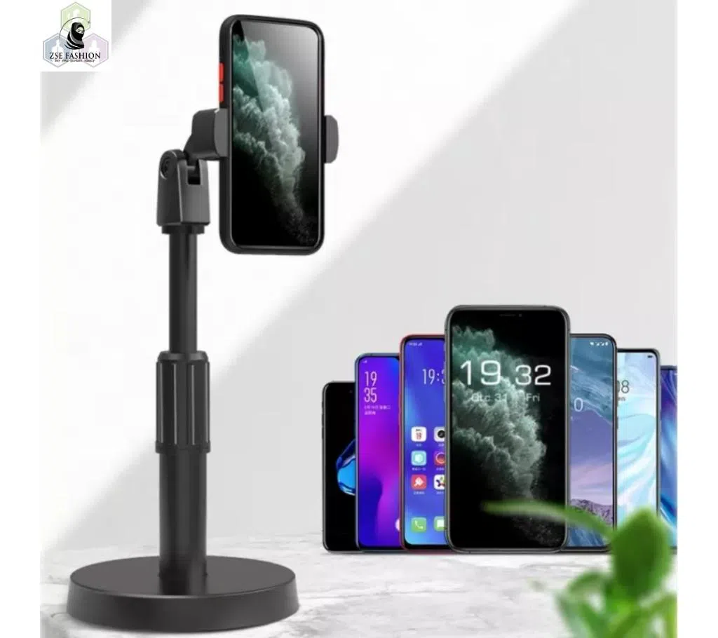 Desktop Mobile Phone Holder Stand 360 Rotate for Live Streaming Shoot YouTube TikTok Video Round Base Smartphone