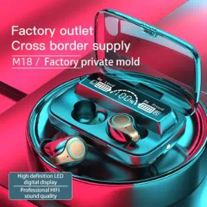 M18 True Wireless Earbuds Bluetooth Headphones 9D Stereo LED Digital Display Touch CVC8.0 Digital Noise Reduction Touch Control with 2000 mAh
