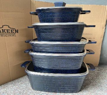 10Pcs Uakeen  Cookware Set Marbel Coted Square.casserole set with lid (Granite Coating ) Non-Stick,Gift And Home Decoration:CD:M800.