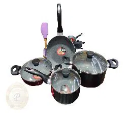 Kiam Non Stick 7 Pcs Cookware Set Marble Coating Layers For Superior Release -Marbel Coated.
