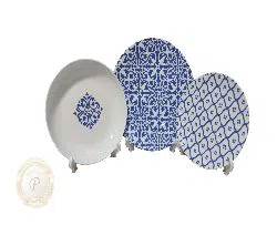 3 Pcs  Dinner Set Blue,1Pcs Rice Plate,1Pcs Vegetable Plate,1Pcs Curry Bowl/Plate Set,Gift And Home Decoration