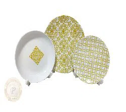 3 Pcs Dinner Set Orange,1Pcs Rice Plate,1Pcs Vegetable Plate,1Pcs Curry Bowl/Plate Set,Gift And Home Decoration