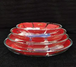 Pirex Oven Proof Glass Serving Dish- Transparent 4 Pcs Set Round Shape. Oven Use And Serving Dish And Bakeware.