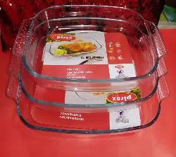 Pirex Oven Proof Glass Serving Dish- Transparent 3 Pcs Set. Oven Use And Serving Dish And Bakeware.