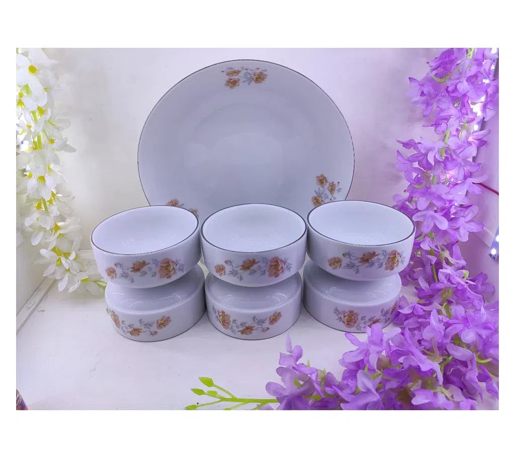 7 Pcs Porcelain Snack Bowl Set,Ceramic Firni Set & bati,Soup & Firni Bati,Ice Cream Cup Set,Gift And Home Decoration.
