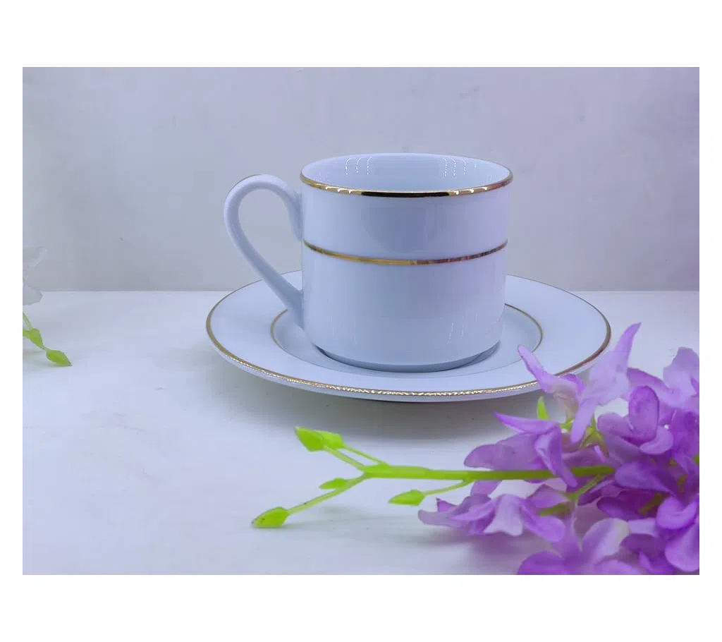 12 pcs Exclusive Ceramic Tea Cup Set And Saucers Ceramic Tea And Coffee Set Off White Color With Printed For Gift And Home Decoration