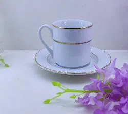 12 pcs Exclusive Ceramic Tea Cup Set And Saucers Ceramic Tea And Coffee Set Off White Color With Printed For Gift And Home Decoration