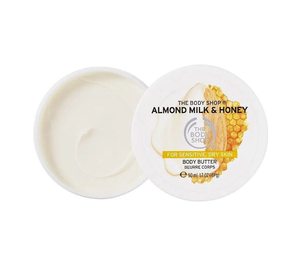 the body shop Almond Milk & Honey Soothing & Restoring Body Butter 50ml UK 
