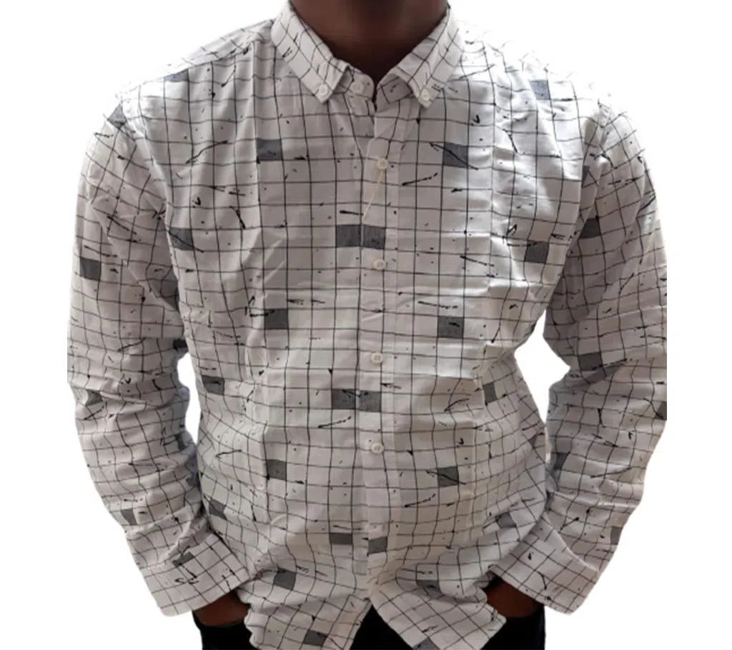  Printed Full Sleeve Shirt For men-Brown color 