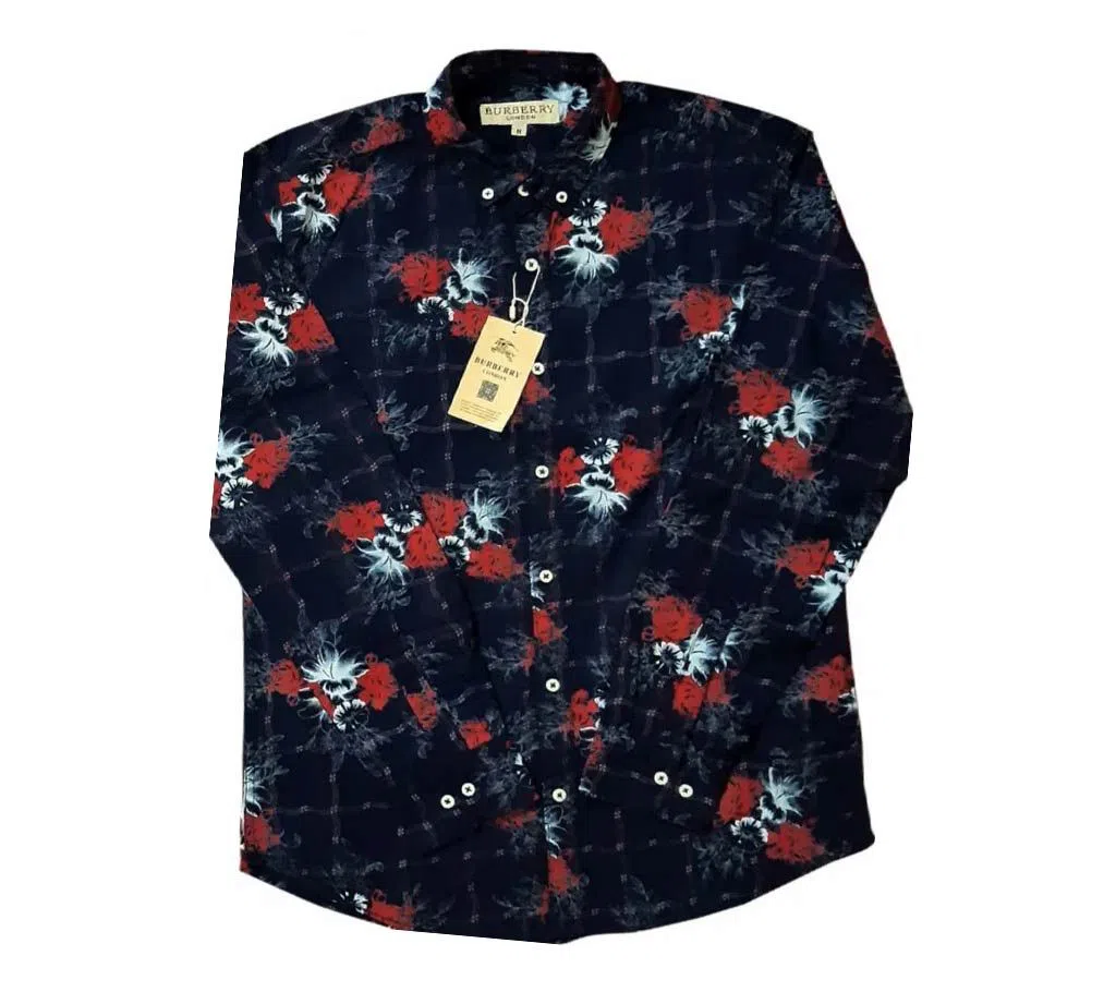  Printed Full Sleeve Shirt For men -Blue and Red 