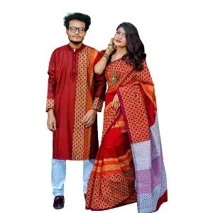 Dhupiyan Silk Saree and Dhupiyan Panjabi for Couple