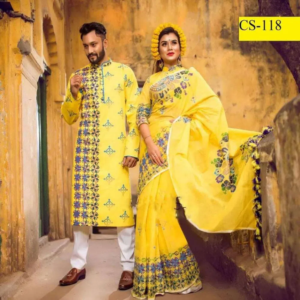 Silk Saree Dhupian Silk Punjabi For Couple