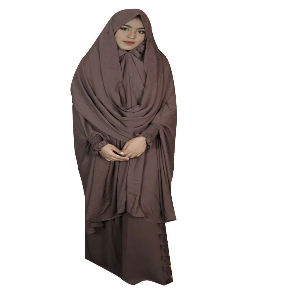 Qatar Cherry Georgette Khimar Adjustable Niqab Full Set by OHG (Lite Chocolate)