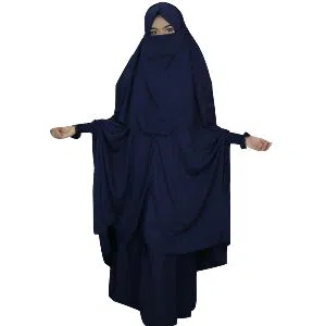 Qatar Cherry Georgette Khimar Adjustable Niqab Full Set by OHG (Navy)