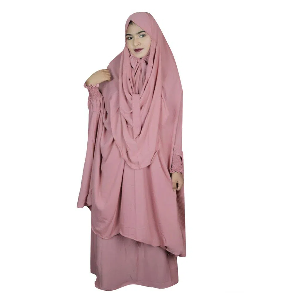 Qatar Cherry Georgette Khimar Adjustable Niqab Full Set by OHG (Red Onion)