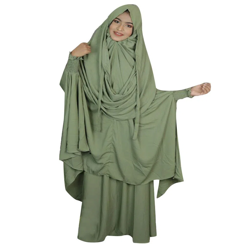 Qatar Cherry Georgette Khimar Adjustable Niqab Full Set by OHG (Angguri)