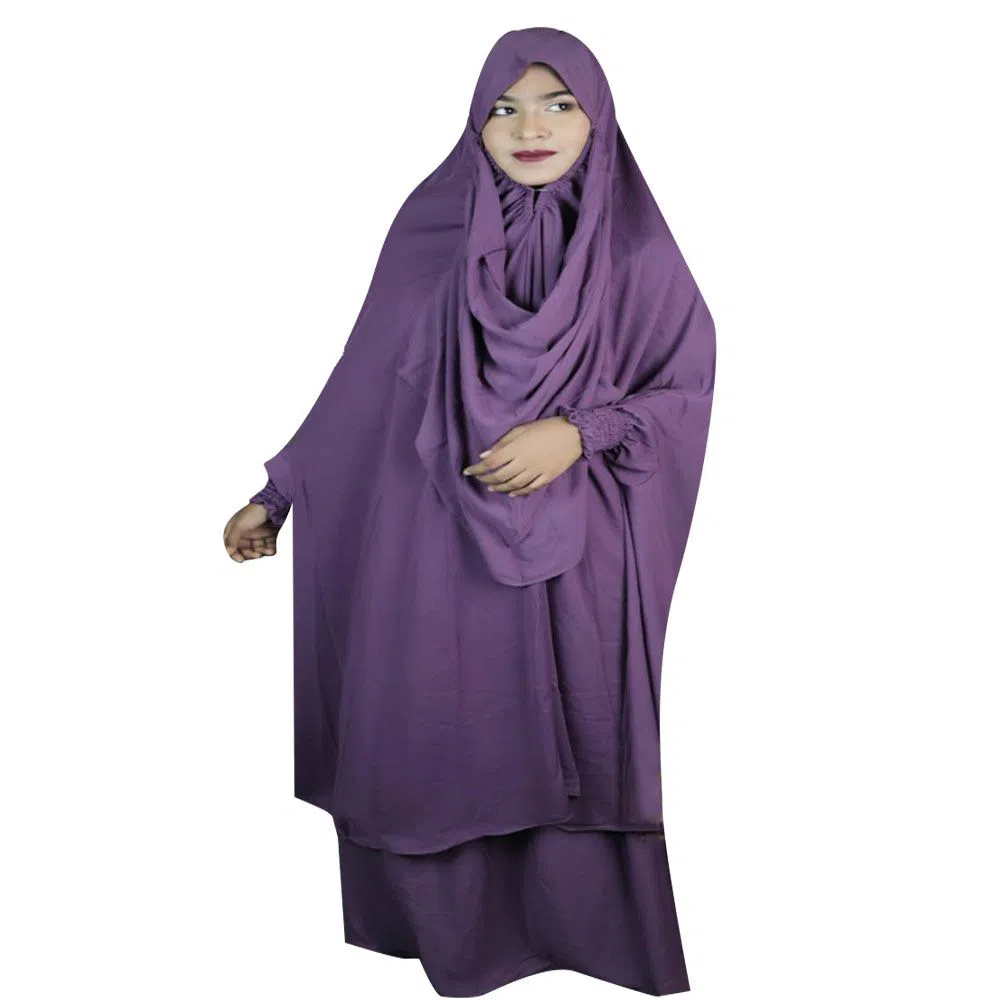 Qatar Cherry Georgette Khimar Adjustable Niqab Full Set by OHG (Purple)
