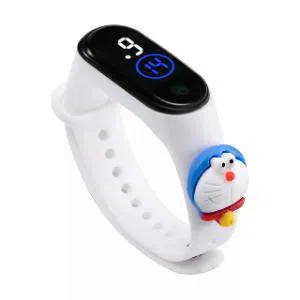 Kids Waterproof LED Silicone Digital Watch with Cartoon Doll-White