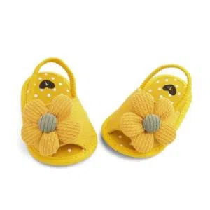 Baby Girls Sandals Fabric Flat Sole with Sunflower - Yellow