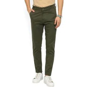 Olive Chinos In Stretch Twill Gabardine Pant For Men
