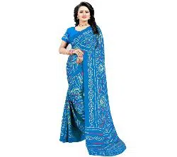 Indian Chunrdri Silk Saree Blue 