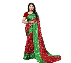 Indian Chundri silk saree Green 