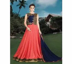 Very Soft Georgette with Heavy And Embroidery Work-Orange 