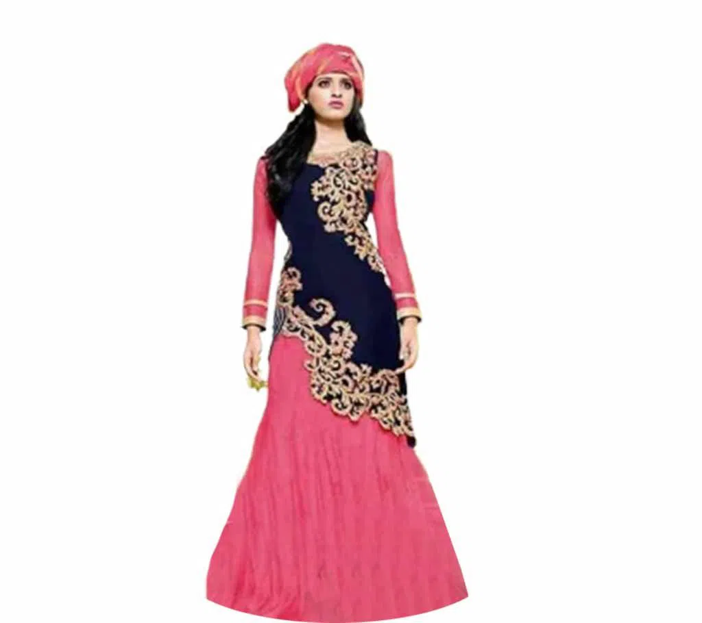 Unstitched Georgette Salwar kameez for women -Blue pink 