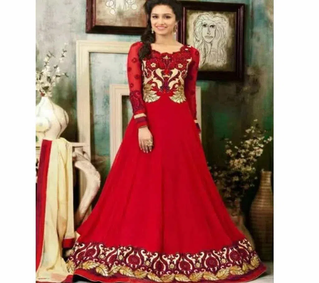 Unstitched Georgette Gown red