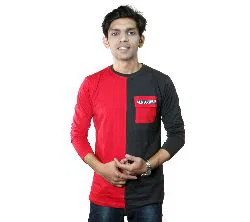 Menz Full Sleeve Cotton T-Shirt - Red & Black