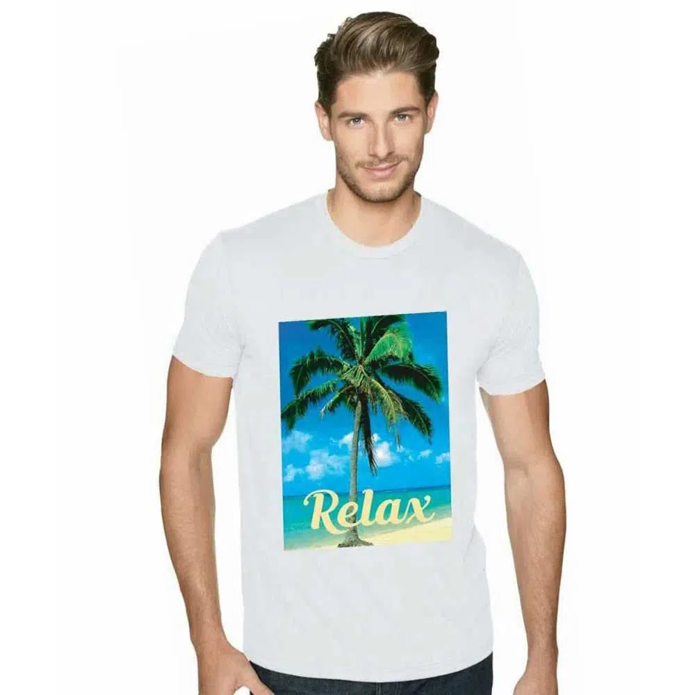 Poly Cotton Short Sleeve T-Shirt for Men (Relax) - White Color 