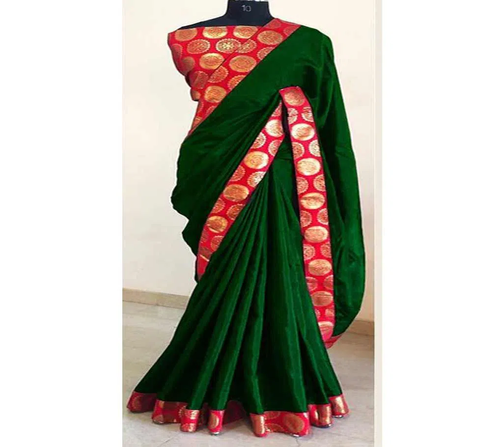 Green With Red Lace Indian Sharee