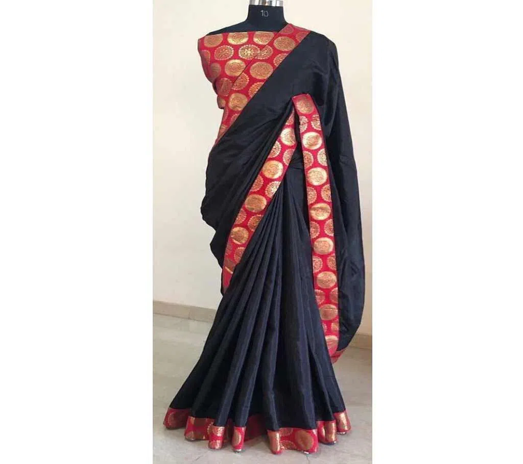 Black With Red Lace Indian Sharee