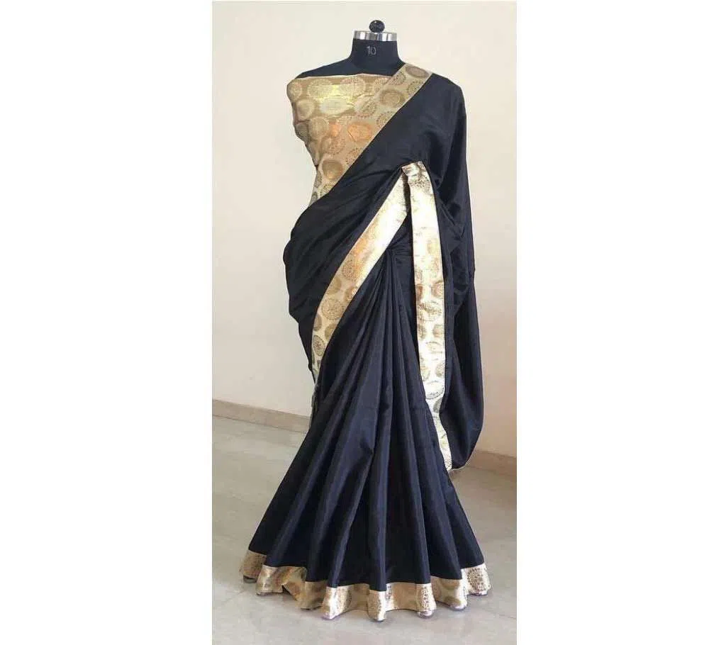 Black With Golden Lace Indian Saree