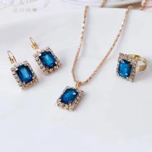 Blue Diamond cut stone pendant set with finger ring