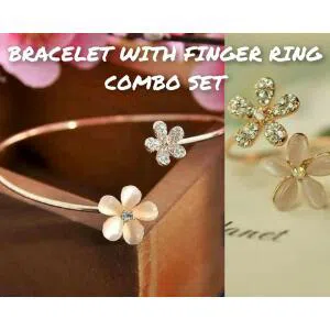 China Floral Bracelet With Finger Ring Combo Set
