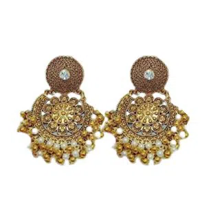 Golden Gajra Style Pearl Jhumka Ear Rings