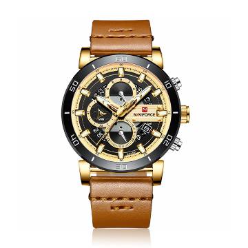 naviforce-nf9131-pu-leather-chronograph-watch-for-men-golden-and-brown