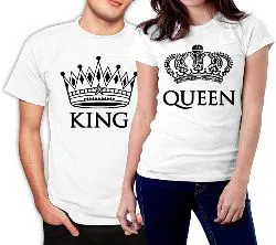 King & Queen Half Sleeve T Shirt For Couple FF8